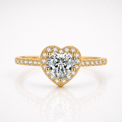 Anel Halo de Moissanite com Corte de Coração 
