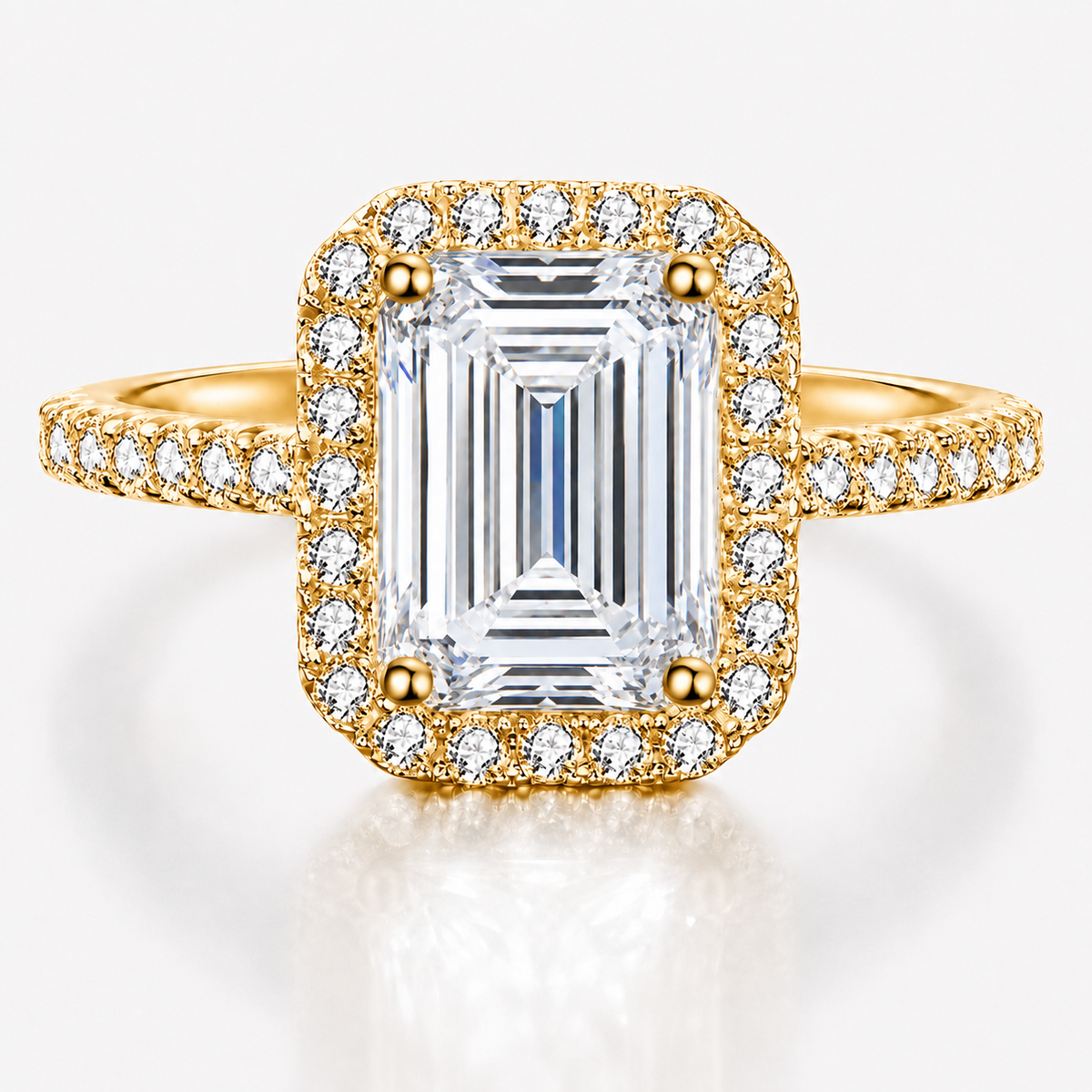 Emerald Halo Moissanite Engagement Ring
