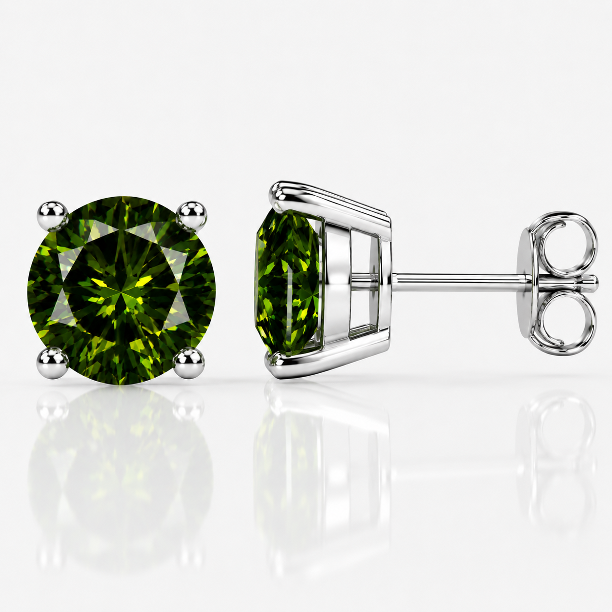 Four Prong Moissanite Solitaire Stud Earrings