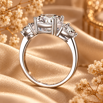 Anillo de trilogía de moissanita de 4 quilates 