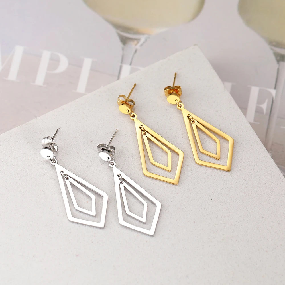 Titanium Geometric Dangle Earrings - Premium Jewelry from Dazzling Delights - Just $24.95! Shop now at Dazzling Delights
