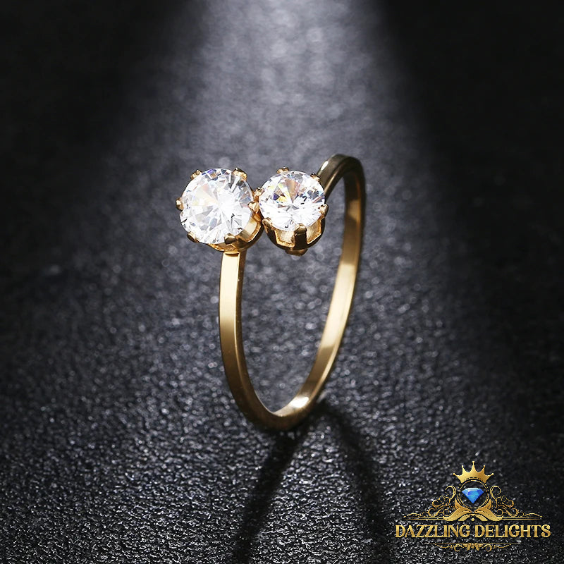 Titanium Open Ring with 6mm Cubic Zirconia - Premium Jewelry from Dazzling Delights - Just $46.95! Shop now at Dazzling Delights