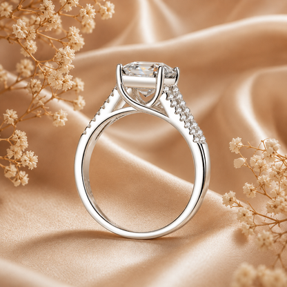 Asscher Cut Moissanite Split-Band Engagement Ring