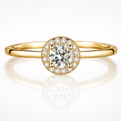 Petite Round Brilliant Cut Moissanite Halo Ring