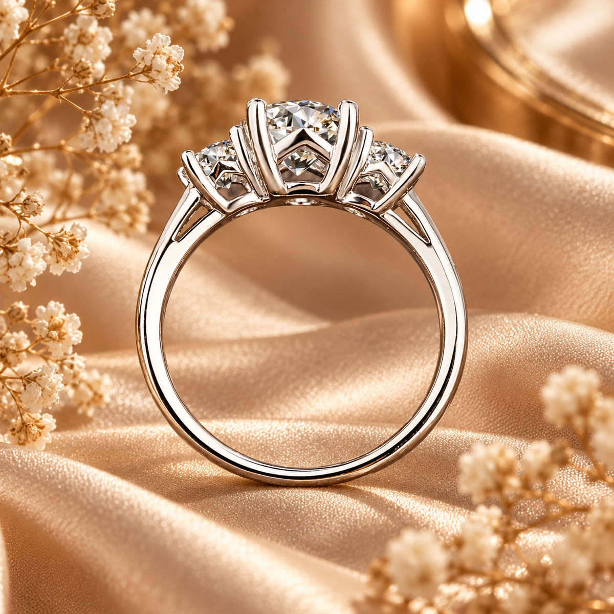 Anillo de trilogía de moissanita de 2 quilates 