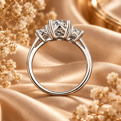 Anillo de trilogía de moissanita de 2 quilates 