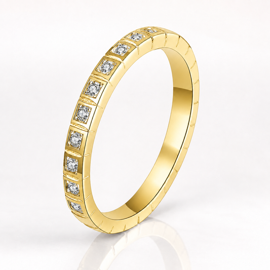 Aliança de casamento de meia eternidade com corte brilhante redondo de 0,16 ct Moissanite