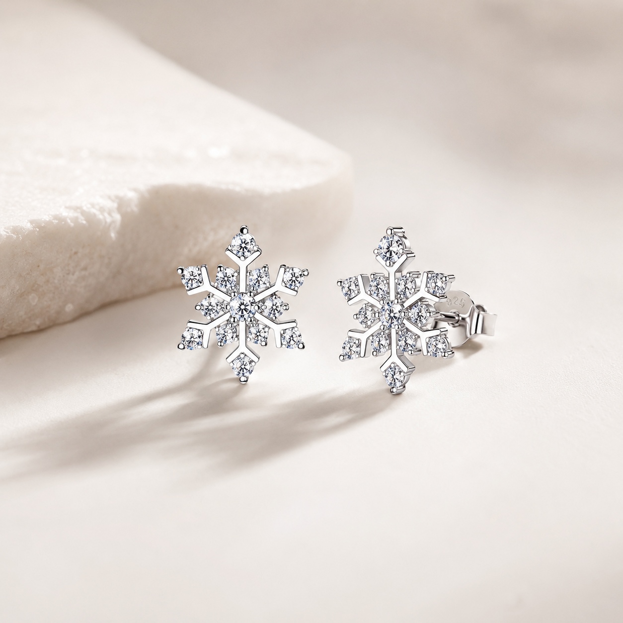 Snowflake Moissanite Stud Earrings