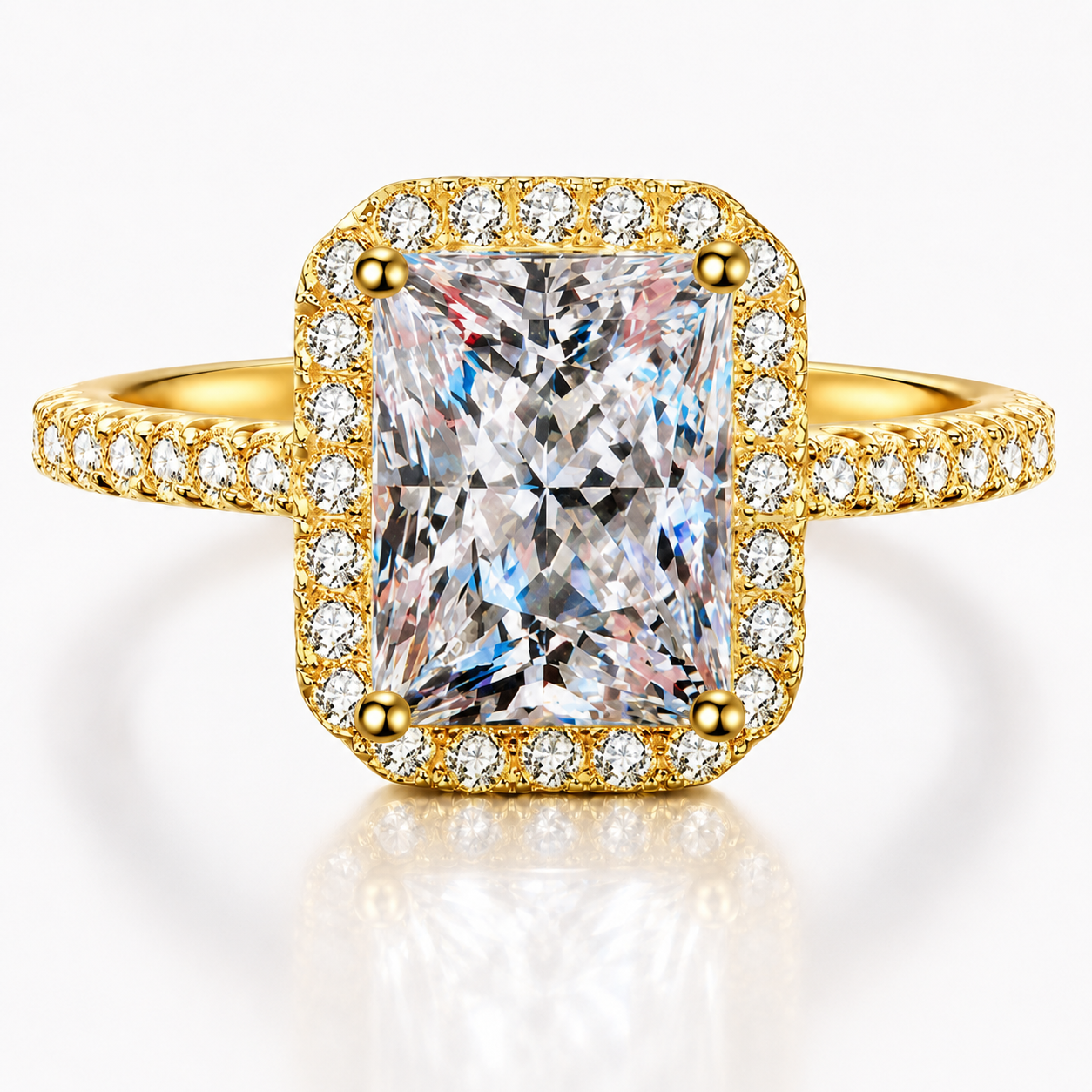 Radiant Halo Moissanite Engagement Ring