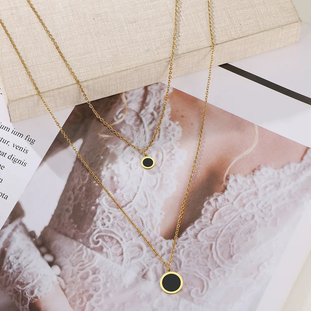 Titanium Black Disk Double Pendant Necklace - Premium Jewelry from Dazzling Delights - Just $28.95! Shop now at Dazzling Delights
