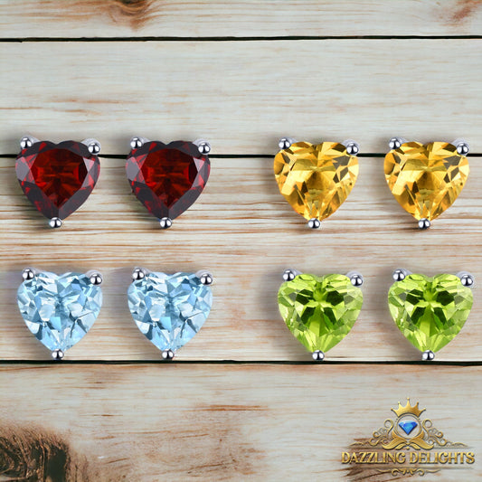 6x6mm Heart Cut Natural Gemstone Stud Earrings - Your Choice of Gemstone - Premium Jewelry from Dazzling Delights - Just $59.95! Shop now at Dazzling Delights