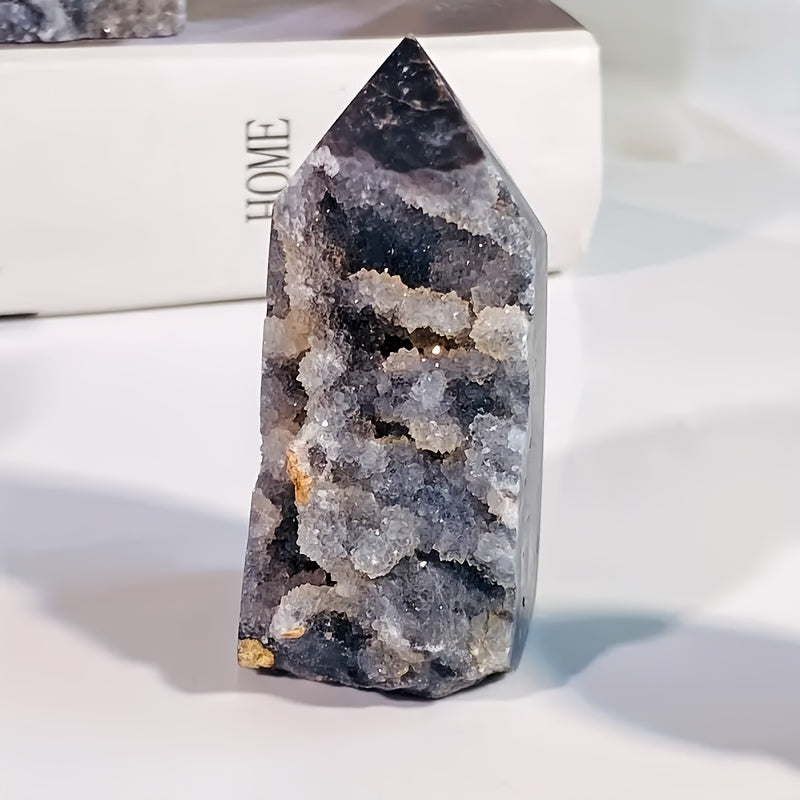 Smoky Druzy Quartz Crystal Tower – Grounding Energy, Shadow Work & Aura Cleansing Stone
