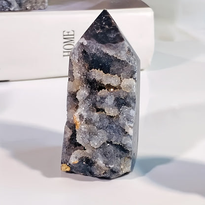 Smoky Druzy Quartz Crystal Tower – Grounding Energy, Shadow Work & Aura Cleansing Stone