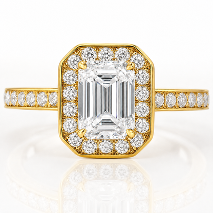 Emerald Halo Moissanite Engagement Ring
