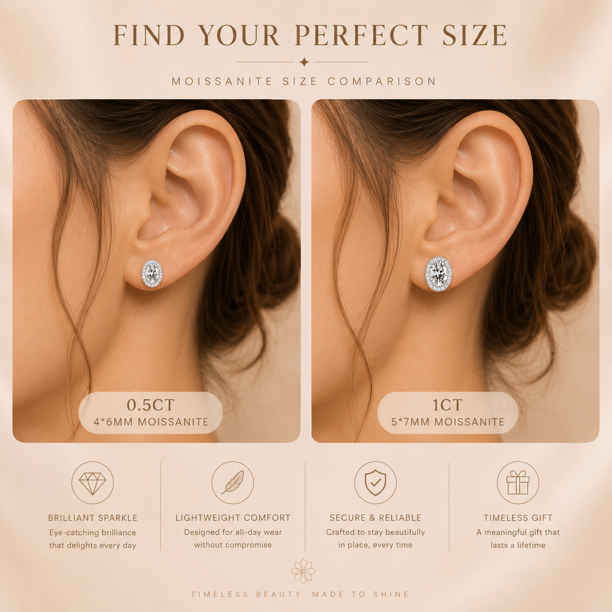 Oval Halo Moissanite Stud Earrings