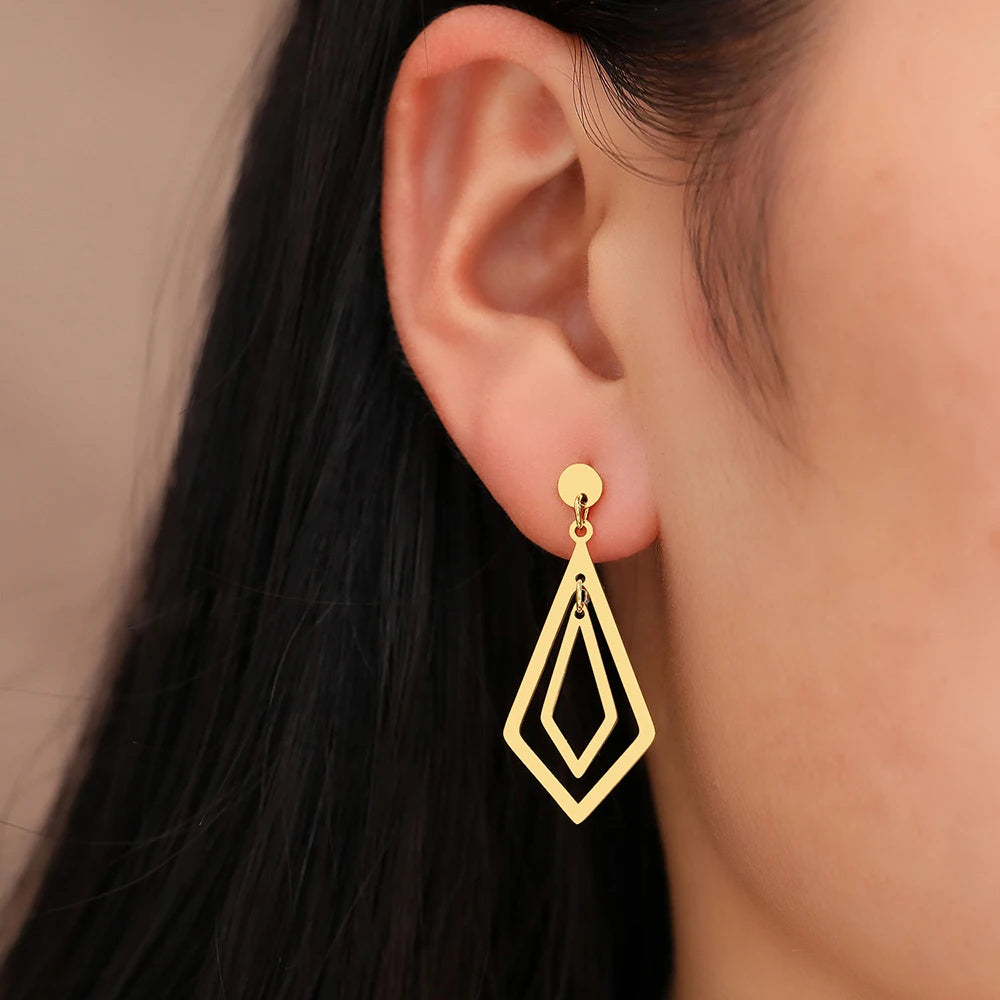 Titanium Geometric Dangle Earrings - Premium Jewelry from Dazzling Delights - Just $24.95! Shop now at Dazzling Delights