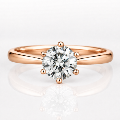 Anillo de compromiso clásico de moissanita con solitario estilo Tiffany de 6 puntas 