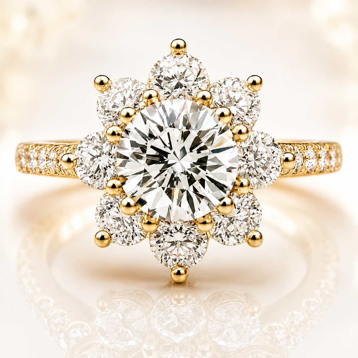 Sunflower Moissanite Engagement Ring