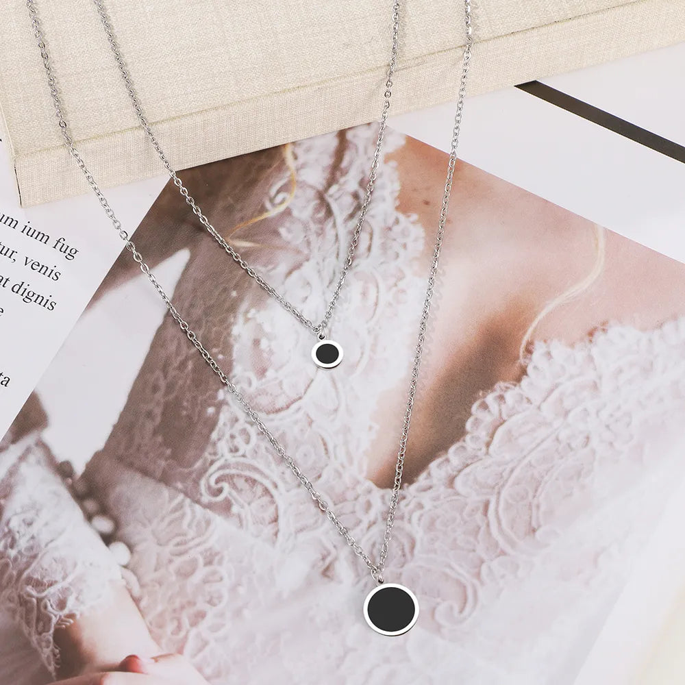 Titanium Black Disk Double Pendant Necklace - Premium Jewelry from Dazzling Delights - Just $28.95! Shop now at Dazzling Delights