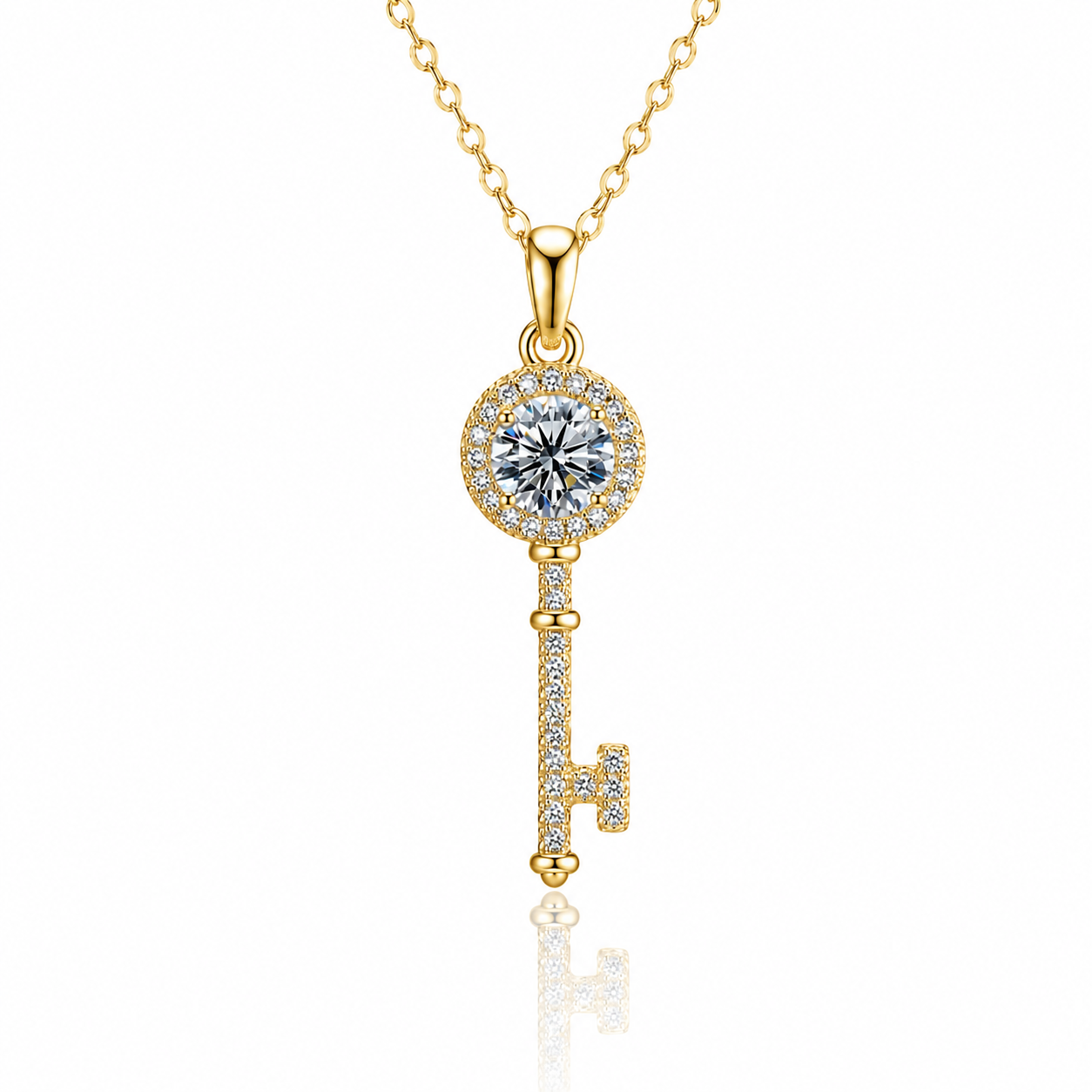 Moissanite Key Pendant Necklace