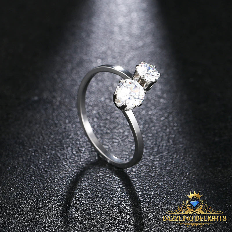Titanium Open Ring with 6mm Cubic Zirconia - Premium Jewelry from Dazzling Delights - Just $46.95! Shop now at Dazzling Delights