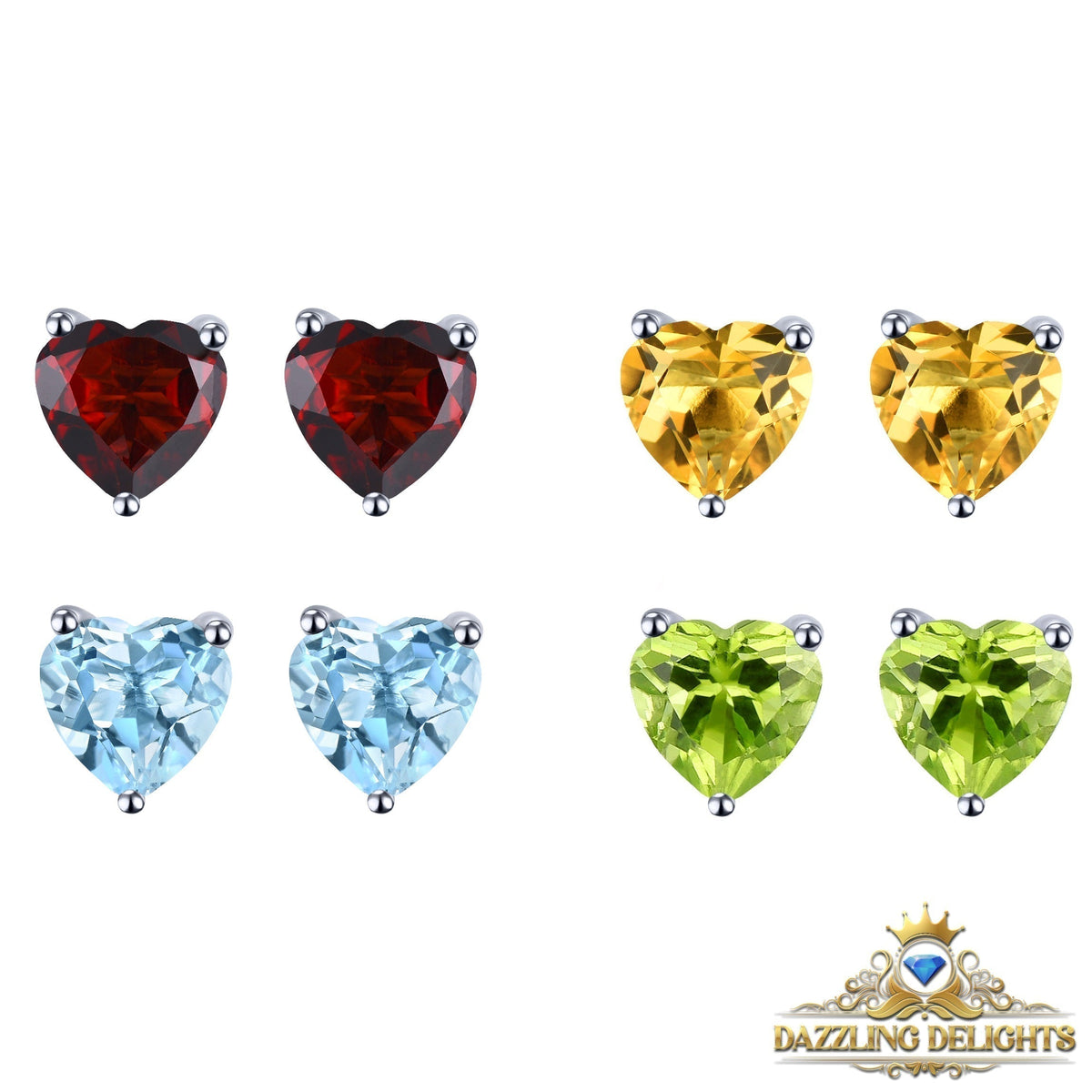 6x6mm Heart Cut Natural Gemstone Stud Earrings - Your Choice of Gemstone - Premium Jewelry from Dazzling Delights - Just $59.95! Shop now at Dazzling Delights