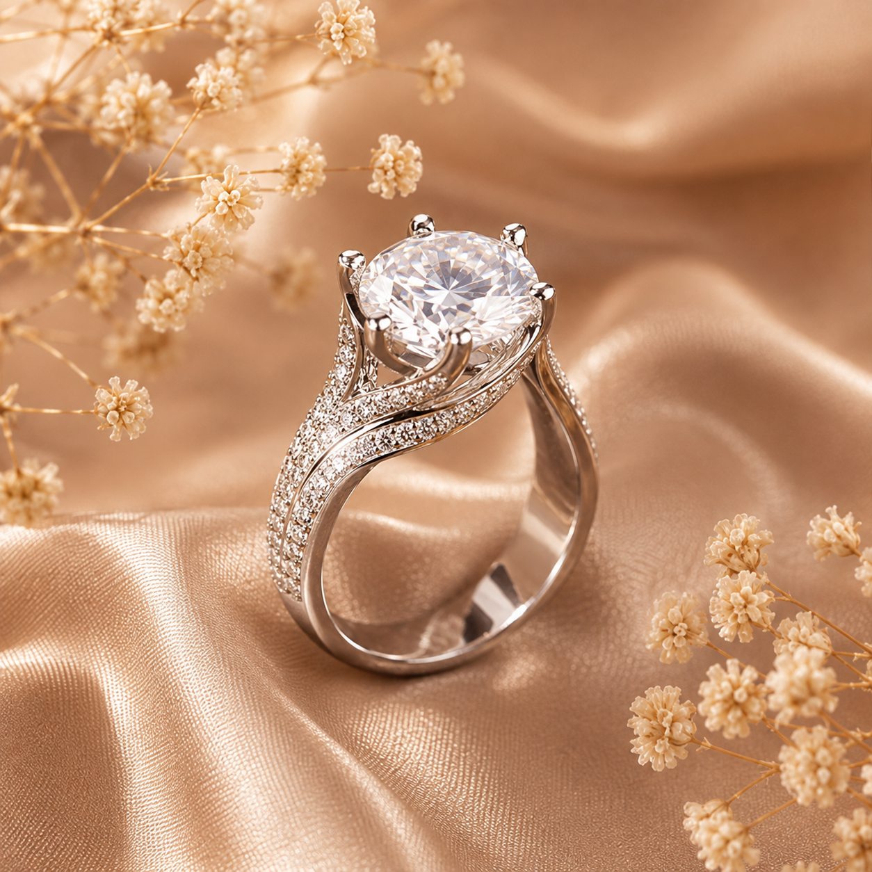 Royal Twist Round Brilliant Moissanite Engagement Ring