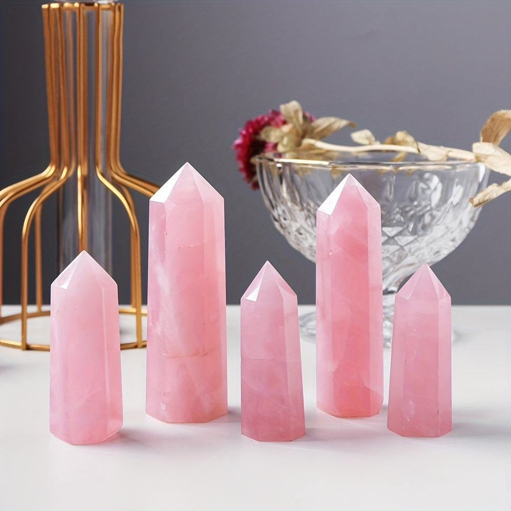 Enchanting Pink Rose Quartz Crystal Tower – Hexagonal Prism Magic Wand