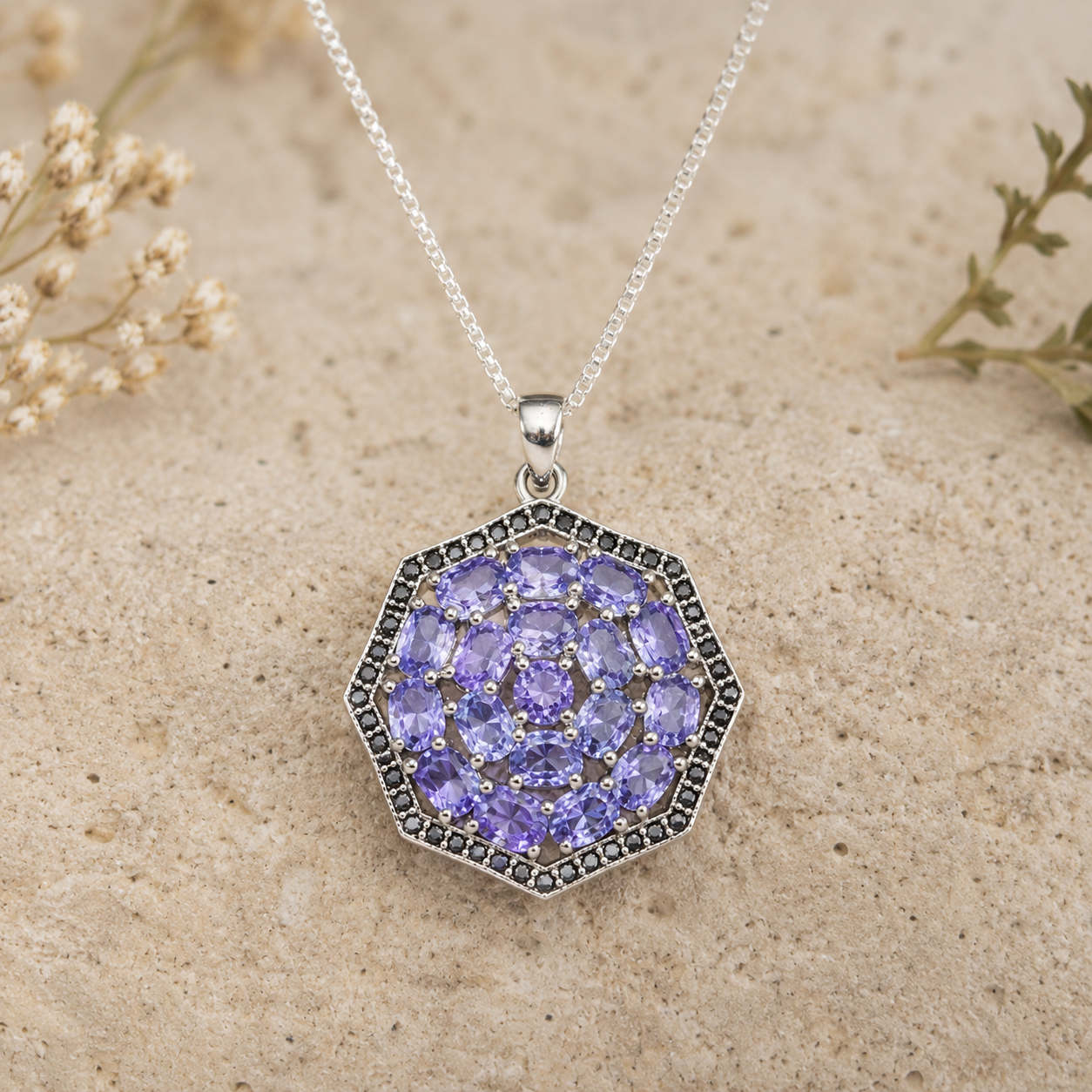 Tanzanite and Sapphire Pendant Necklace