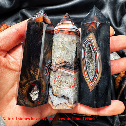 Red & Black Agate Crystal Pillar – Natural Marbled Stone Tower for Energy, Balance & Home Décor