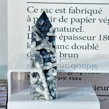 Smoky Druzy Quartz Crystal Tower – Grounding Energy, Shadow Work & Aura Cleansing Stone