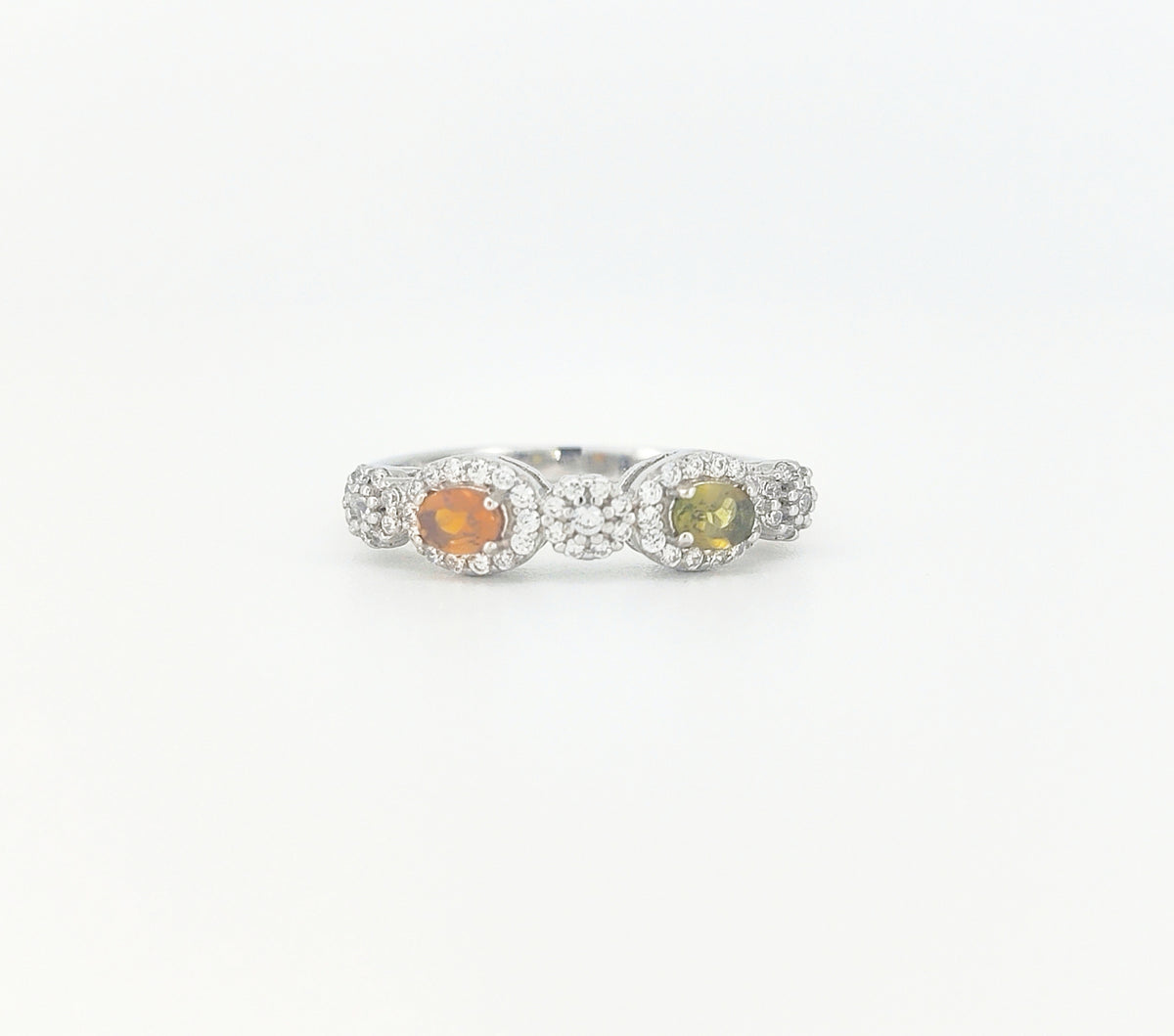 Anel duplo de turmalina com corte oval 4x3mm 