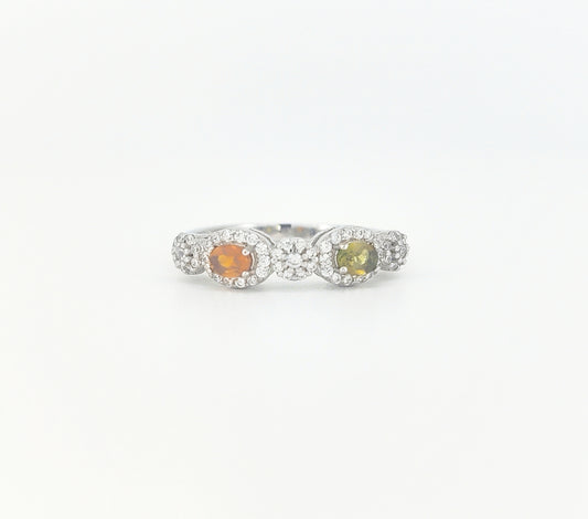 Anel duplo de turmalina com corte oval 4x3mm 