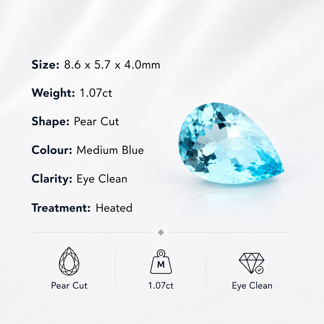 1.07ct Pear Cut Aquamarine