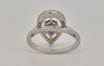 Anel Halo de Ametista com Corte de Pêra 7x5mm 