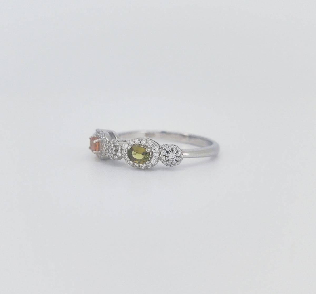 Anel duplo de turmalina com corte oval 4x3mm 