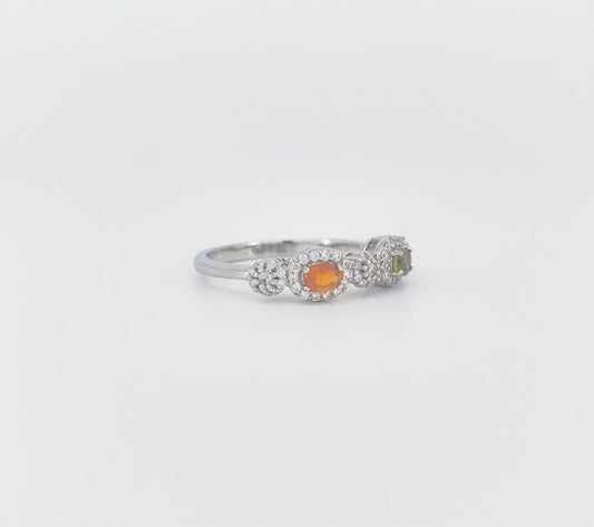 Anel duplo de turmalina com corte oval 4x3mm 