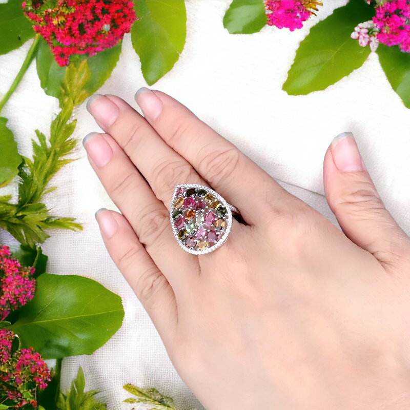 "The Tourmaline Treasure" 5.2ct Oval Cut Multi-Colour Tourmaline Cocktail Ring - Premium Jewelry from Dazzling Delights - Just $158.95! Shop now at Dazzling Delights
