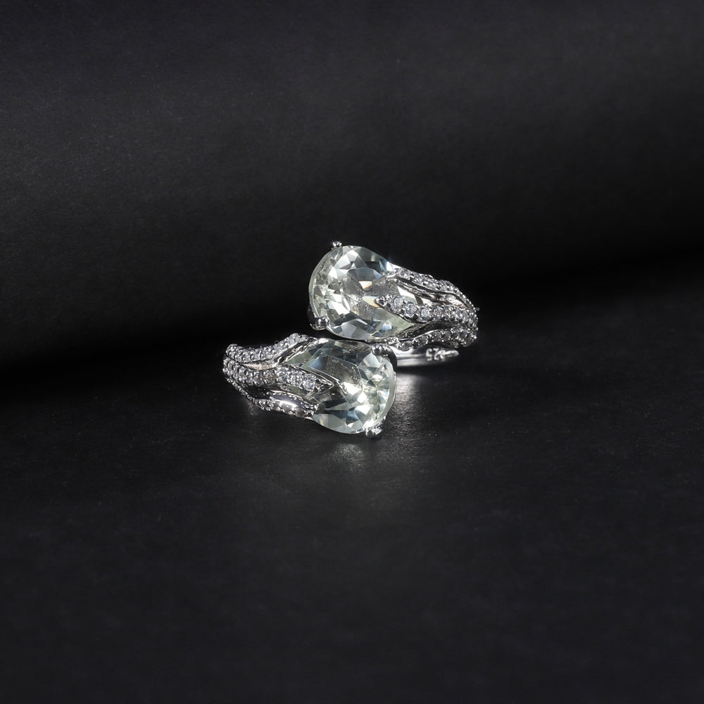 "The Verdant Duo" Dual Pear Cut Natural Prasiolite Ring - Premium Jewelry from Dazzling Delights - Just $107.95! Shop now at Dazzling Delights