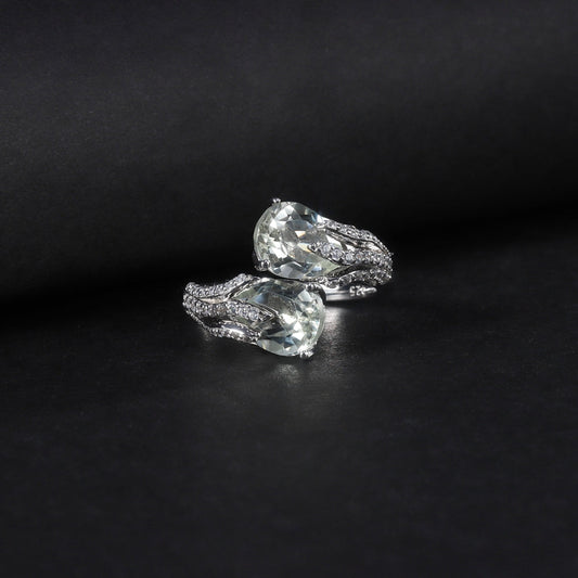 "The Verdant Duo" Dual Pear Cut Natural Prasiolite Ring - Premium Jewelry from Dazzling Delights - Just $107.95! Shop now at Dazzling Delights