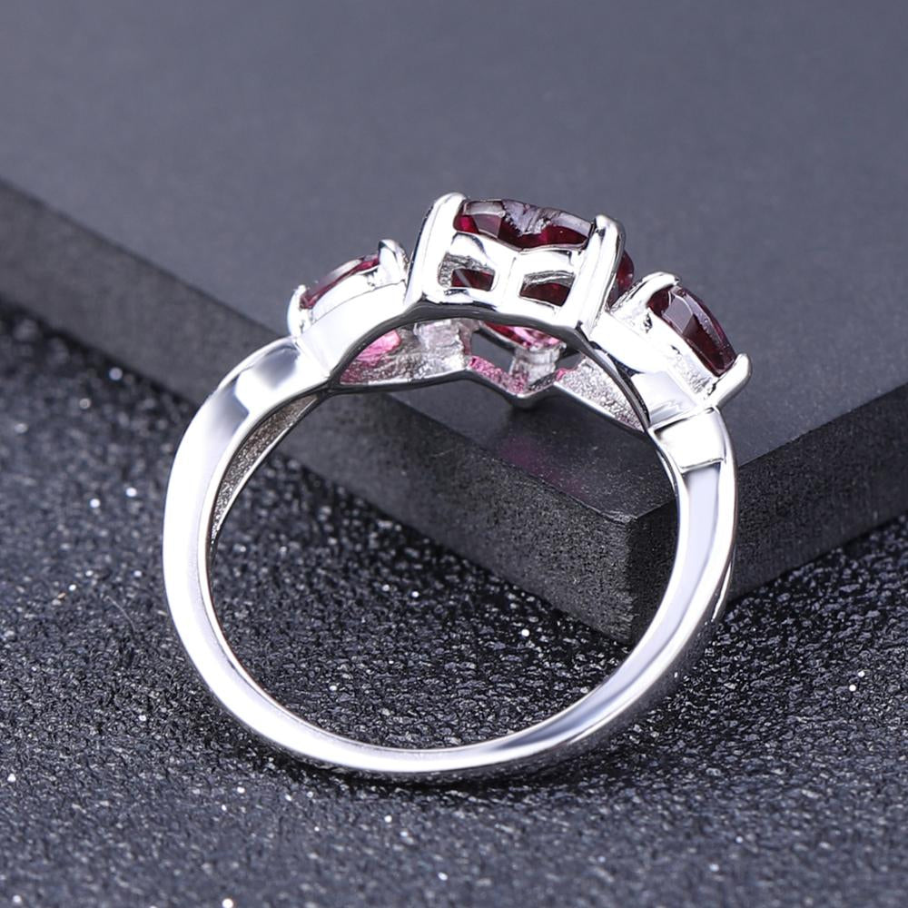 "The Trilogy of Love" Heart Cut Rhodolite Garnet Trilogy Ring - Premium Jewelry from Dazzling Delights - Just $103.95! Shop now at Dazzling Delights
