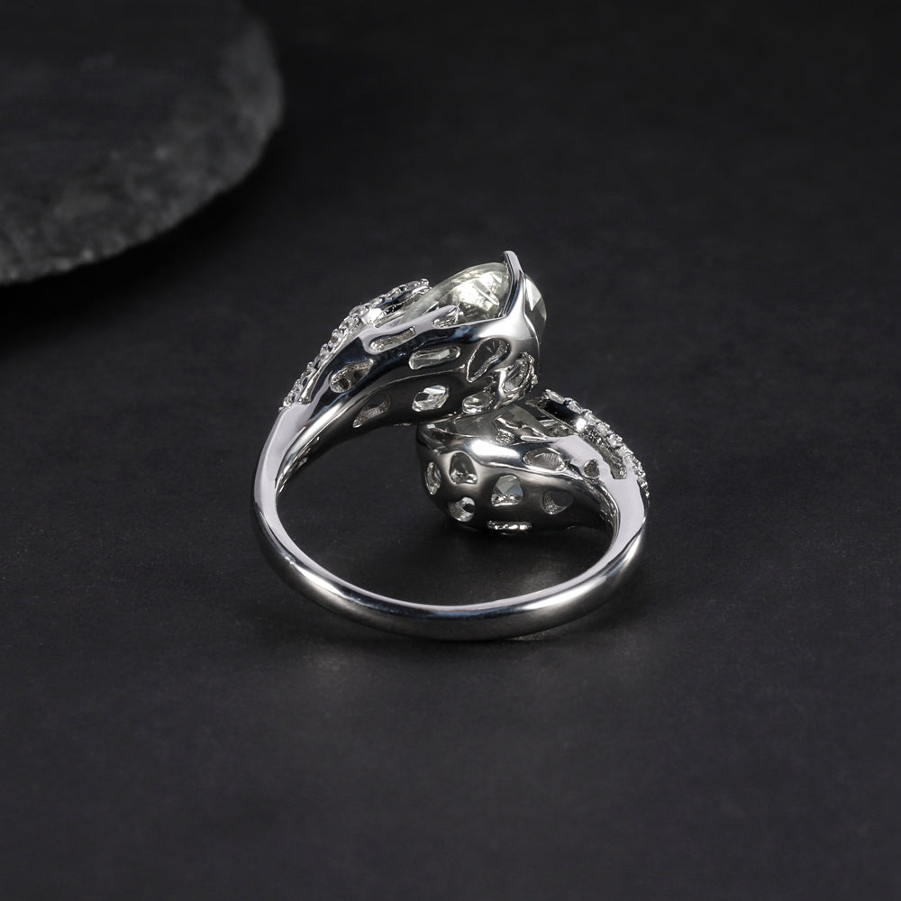 "The Verdant Duo" Dual Pear Cut Natural Prasiolite Ring - Premium Jewelry from Dazzling Delights - Just $107.95! Shop now at Dazzling Delights