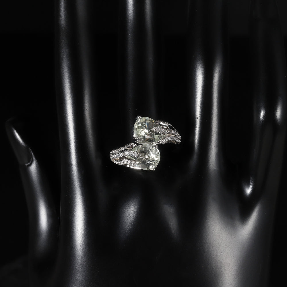 "The Verdant Duo" Dual Pear Cut Natural Prasiolite Ring - Premium Jewelry from Dazzling Delights - Just $107.95! Shop now at Dazzling Delights